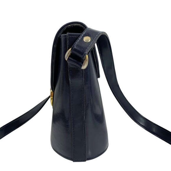 POLO Ralph Lauren Navy Blue Bucket Crossbody Bag Horse Medallian Logo Vintage - Picture 3 of 11